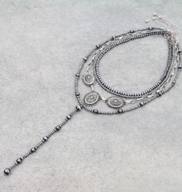 NECKLACE MULTI LAYERED NAVAJO BEAND & WESTERN CONCHOS