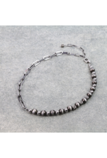 NAVAJO PEARL AND PAPER CLIP CHAIN  NECKLACE