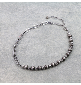 NAVAJO PEARL AND PAPER CLIP CHAIN  NECKLACE
