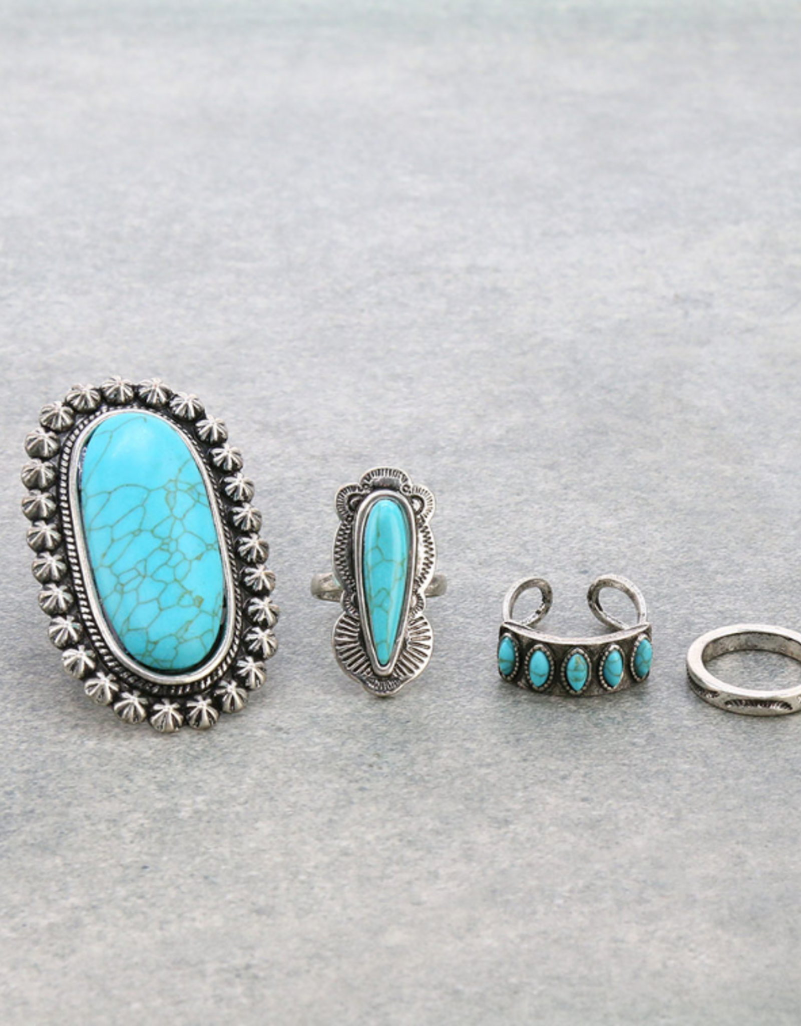 SET OF 4 RING CUFFS TURQUOISE STONES