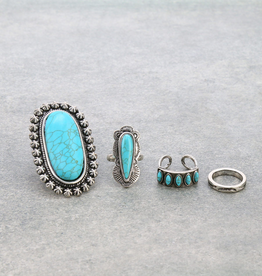 SET OF 4 RING CUFFS TURQUOISE STONES