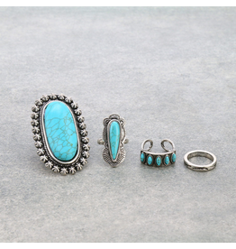SET OF 4 RING CUFFS TURQUOISE STONES