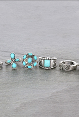 RING SET OF 6 STRETCH TURQUOISE STONES