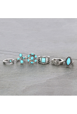 RING SET OF 6 STRETCH TURQUOISE STONES
