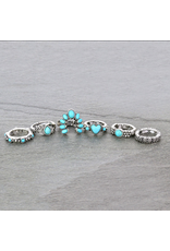 WESTERN RING STRETCH SET OF 6 TURQUOISE SQUASH BLOSSOM
