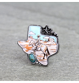 RING STRETCH TEXAS MAP COWBOY PRINT