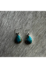 STERLING SILVER TEAR DROP REAL TURQUOISE EARRINGS DANGLE