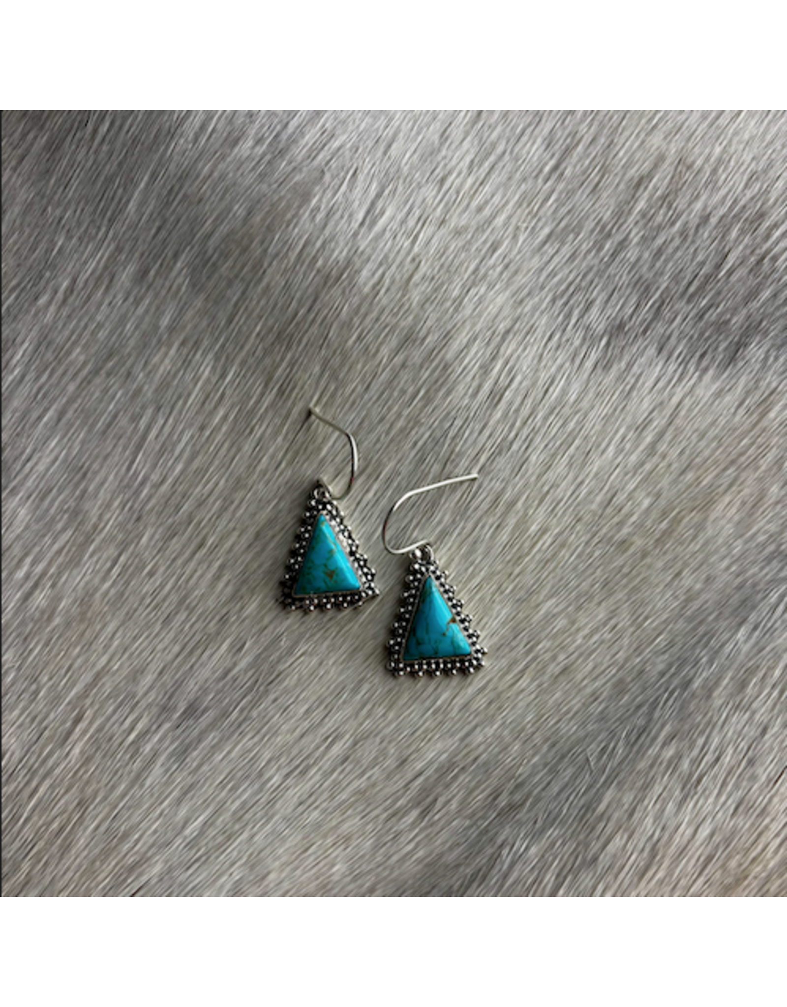 STERLING SILVER EARRINGS WITH TRIANGLE TURQUOISE STONES
