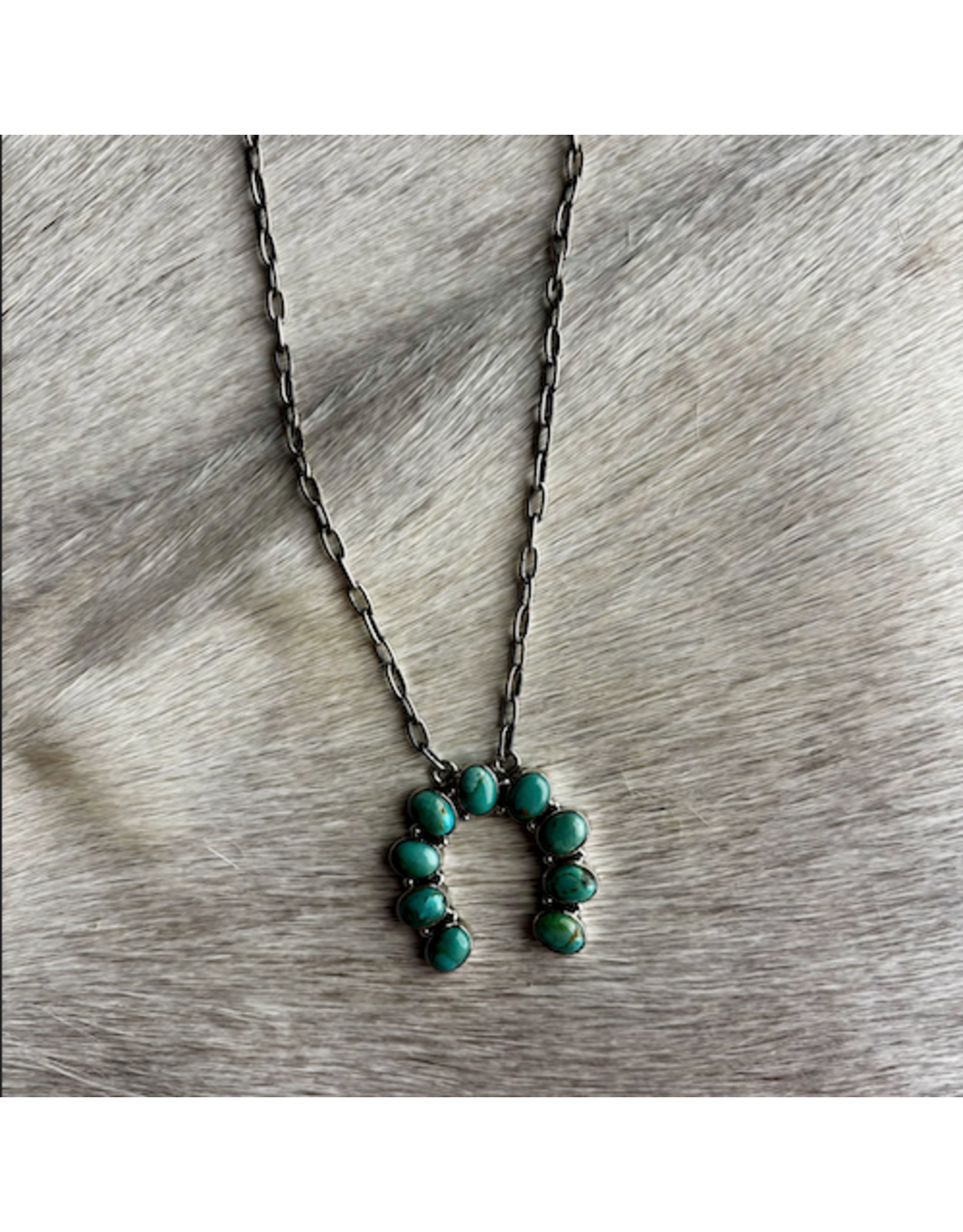AUTHENTIC TURQUOISE SQUASH BLOSSOM ON CHAIN