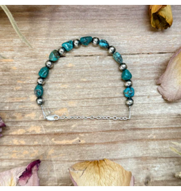 STERLING SILVER & BLUE TURQUOISE NUGGET BRACELET