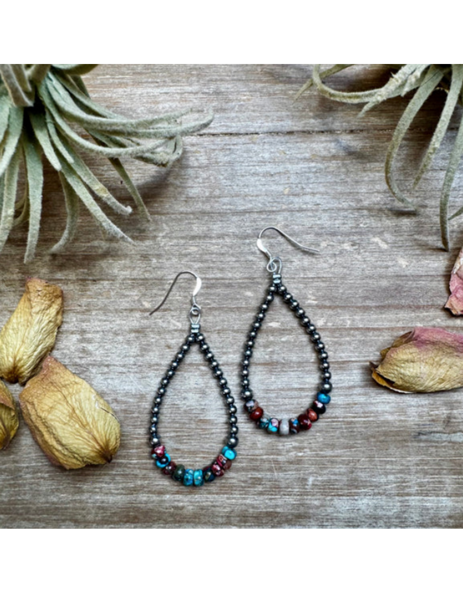 TEARDROP EARRING STERLING SILVER PEARLS & SEA SEDIMENT