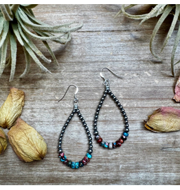 TEARDROP EARRING STERLING SILVER PEARLS & SEA SEDIMENT