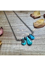 NECKLACE 16" IN BLUE TURQUOISE AND STERLING SILVER PEARL