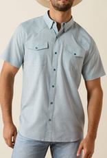 ARIAT SHIRT MNS S/S SNAP WESTERN VENTEK BLUE HEATHER