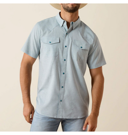 ARIAT SHIRT MNS S/S SNAP WESTERN VENTEK BLUE HEATHER