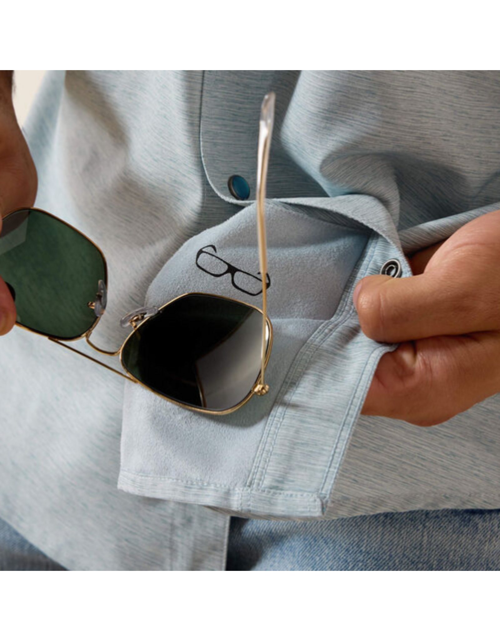 ARIAT SHIRT MNS S/S SNAP WESTERN VENTEK BLUE HEATHER