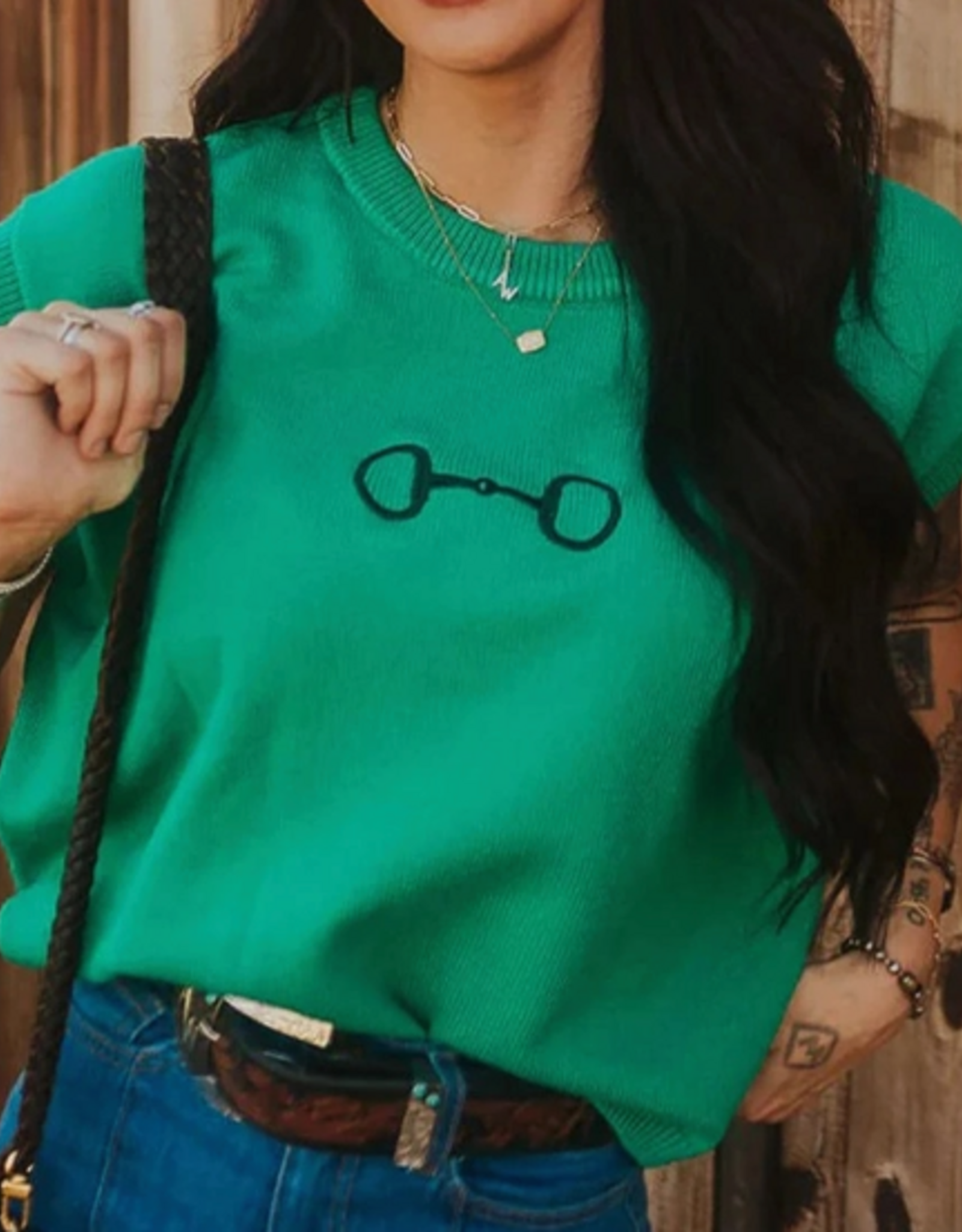 LOVESOFT SWEATER VEST GREEN EMBROIDERED BIT