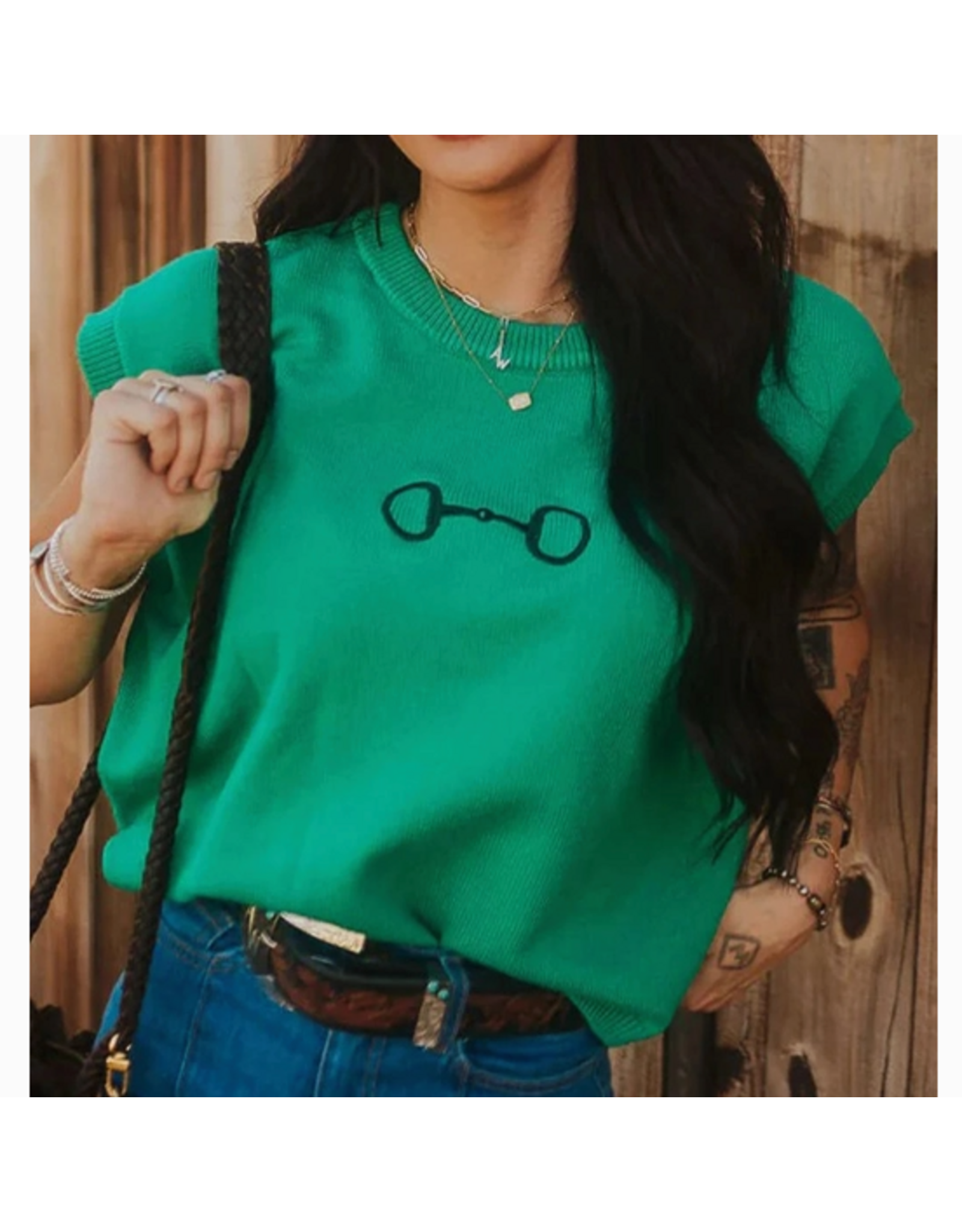 LOVESOFT SWEATER VEST GREEN EMBROIDERED BIT