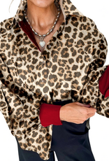 LOVESOFT SHIRT L/S BUTTON UP LEOPARD RED CUFF