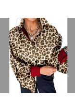 LOVESOFT SHIRT L/S BUTTON UP LEOPARD RED CUFF