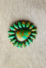 WILD RAG SCARF SLIDE GREEN TURQUOISE & TAN