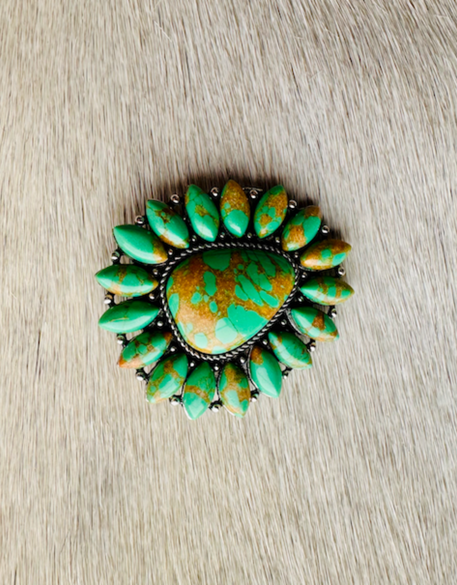 WILD RAG SCARF SLIDE GREEN TURQUOISE & TAN