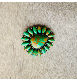 WILD RAG SCARF SLIDE GREEN TURQUOISE & TAN