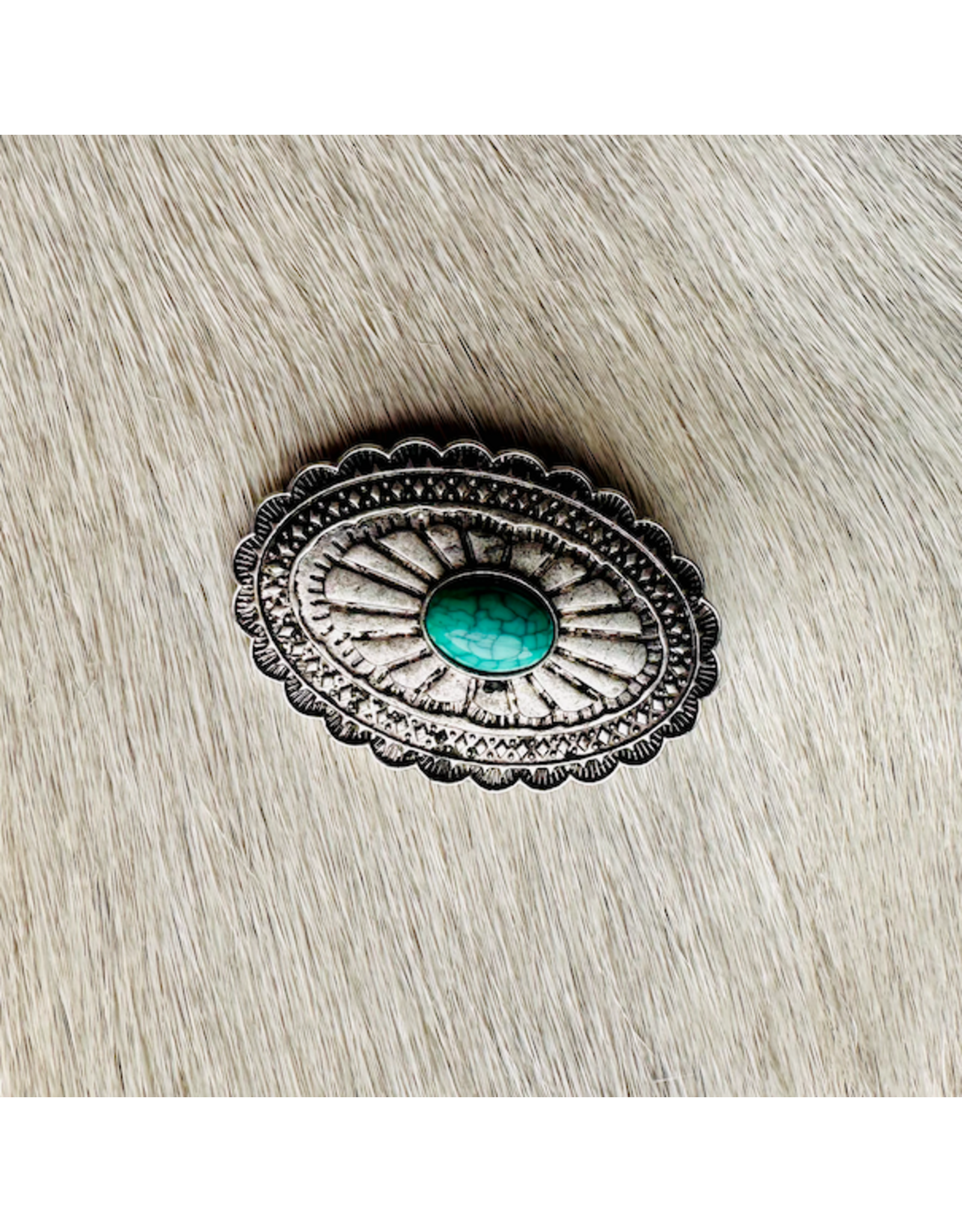 WESTERN WILD RAG SCARF SLIDE METAL CONCHO TURQUOISE STONE