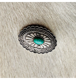 WESTERN WILD RAG SCARF SLIDE METAL CONCHO TURQUOISE STONE
