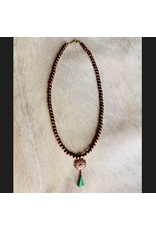 NECKLACE BRONZE NAVAJO PEARL WITH DROP DANGLE TURQ STONE