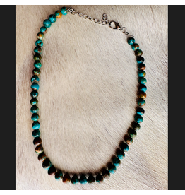 NECKLACE TURQUOISE BEADS DISTRESSED WITH BROWN