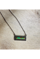 NECKLACE  GREEN TURQUOISE STONE BAR ON CHAIN
