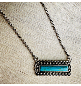 NECKLACE BLUE TURQUOISE BAR ON CHAIN