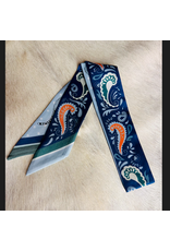 TWILLY REVERSIBLE BLUE ORANGE BANDANA/LIGHT BLUE CHEETAHS