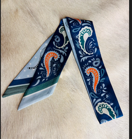 TWILLY REVERSIBLE BLUE ORANGE BANDANA/LIGHT BLUE CHEETAHS