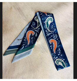 TWILLY REVERSIBLE BLUE ORANGE BANDANA/LIGHT BLUE CHEETAHS