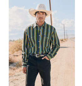 SHIRT MNS WRANGLER BRUSHPOPPER BLACK, BLUE, YELLOW