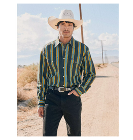 SHIRT MNS WRANGLER BRUSHPOPPER BLACK, BLUE, YELLOW