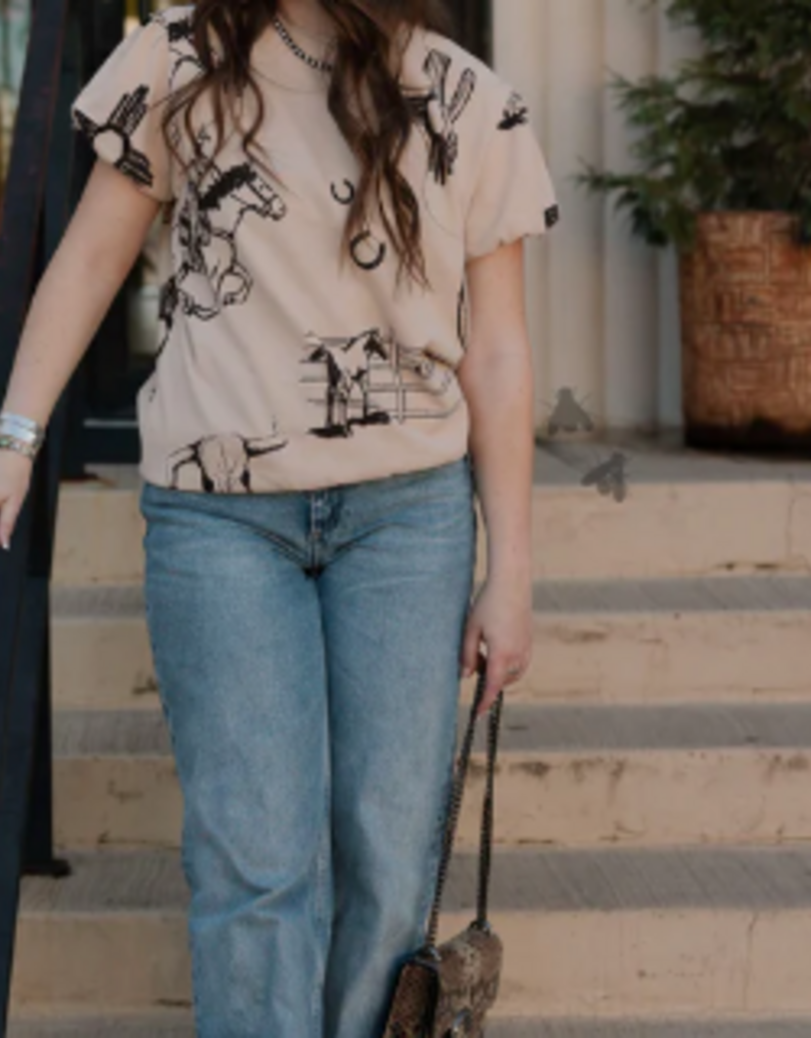 SHIRT WMS PUFF SLEEVE TAN "TUSCON TOP HAND"