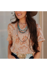 SHIRT WMS TEE TAN & ORANGE "DOODLE DOS"