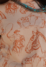 SHIRT WMS TEE TAN & ORANGE "DOODLE DOS"