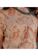 SHIRT WMS TEE TAN & ORANGE "DOODLE DOS"