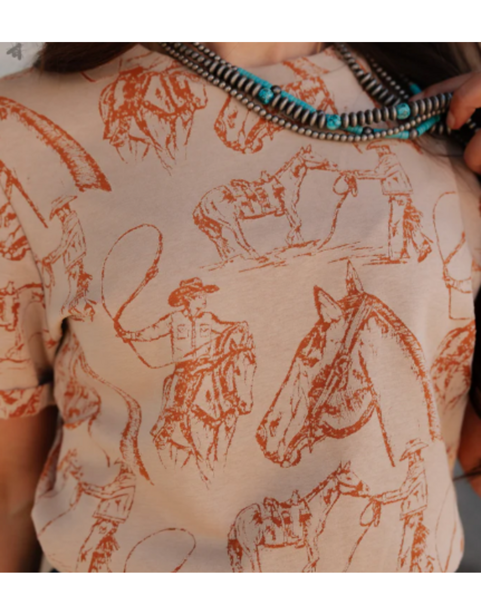 SHIRT WMS TEE TAN & ORANGE "DOODLE DOS"