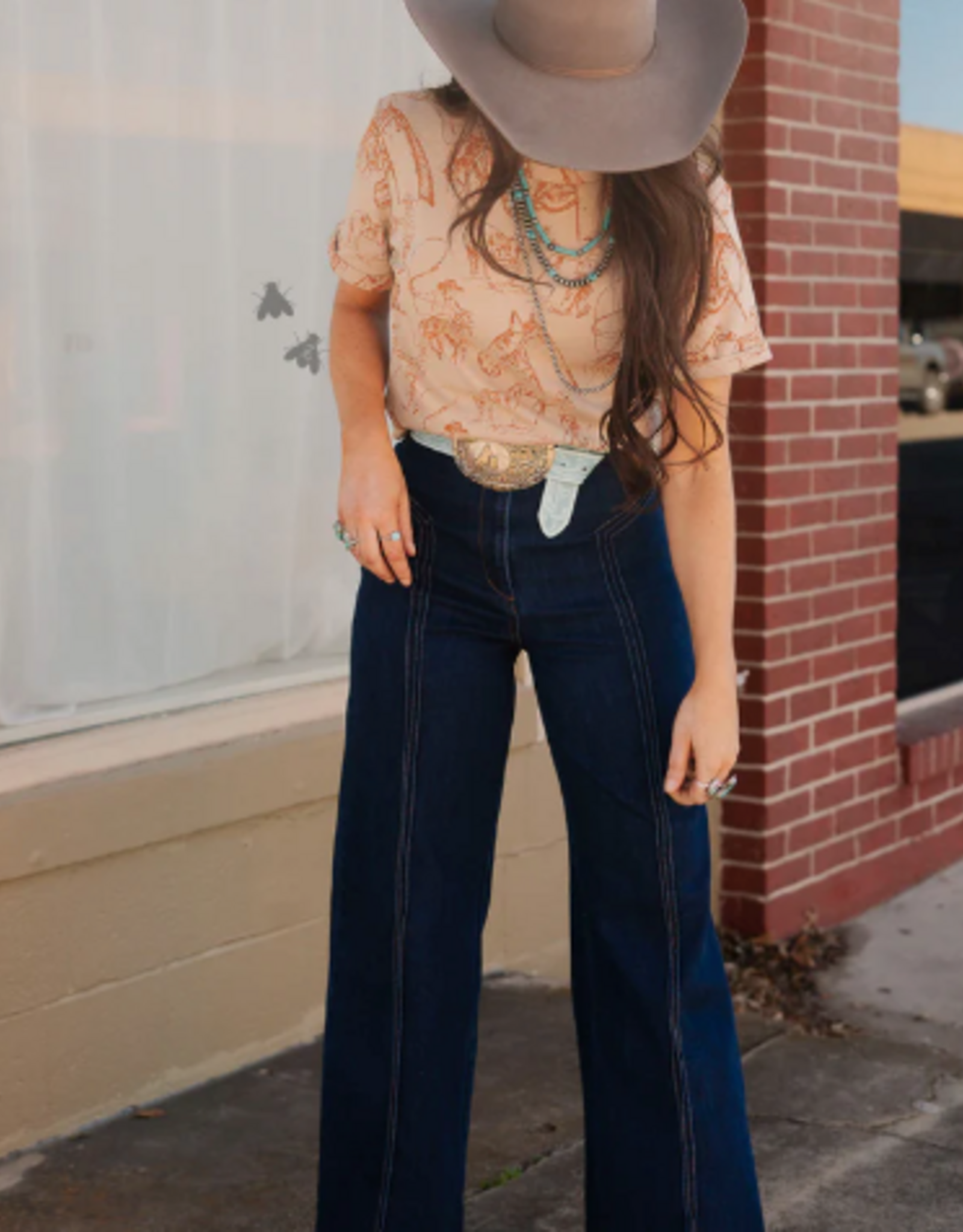 SHIRT WMS TEE TAN & ORANGE "DOODLE DOS"