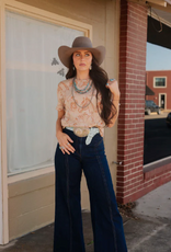 SHIRT WMS TEE TAN & ORANGE "DOODLE DOS"