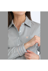 CINCH SHIRT WMS LS CINCH WHITE TEAL & PURPLE GEO PRINT