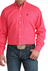 SHIRT MNS CINCH LS HOT PINK WITH DASH & DOTS