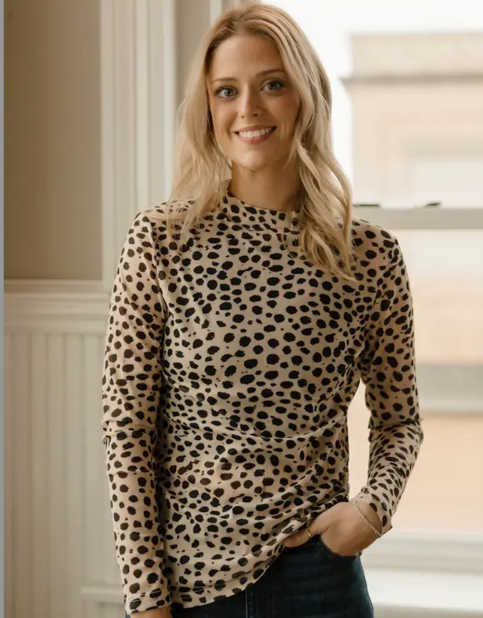 SHIRT WMS SPECKLED DUNE MESH TOP