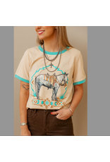 TSHIRT WMS TURQUOISE TRAIL RINGER TEE