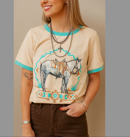 TSHIRT WMS TURQUOISE TRAIL RINGER TEE
